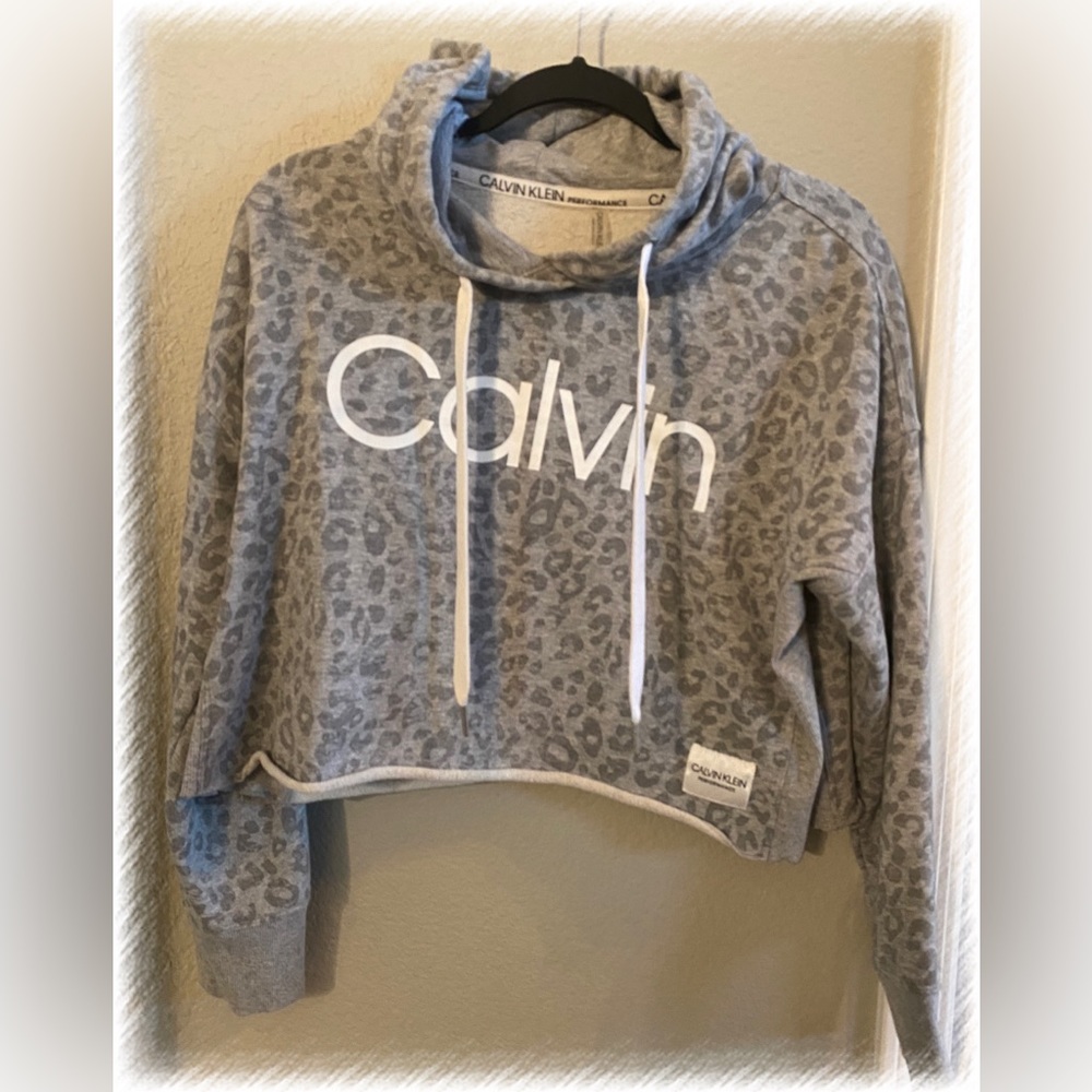 Calvin Klein Leopard Print Cropped Hoodie